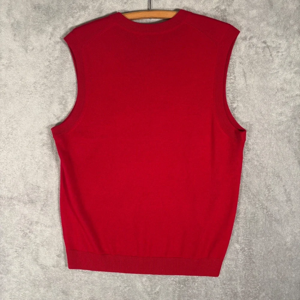 Hart Schaffner Marx V Neck Sweater Vest Mens‎ Large Extra Fine Merino Wool Red